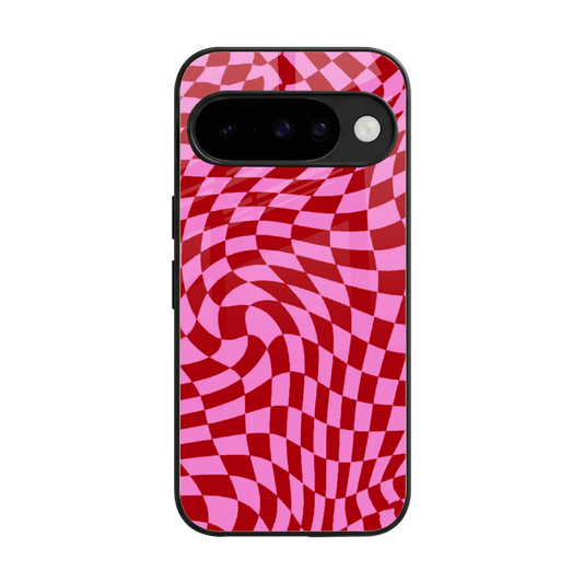 Trippy Pink Checkers back phone cover | glass case for google pixel 10