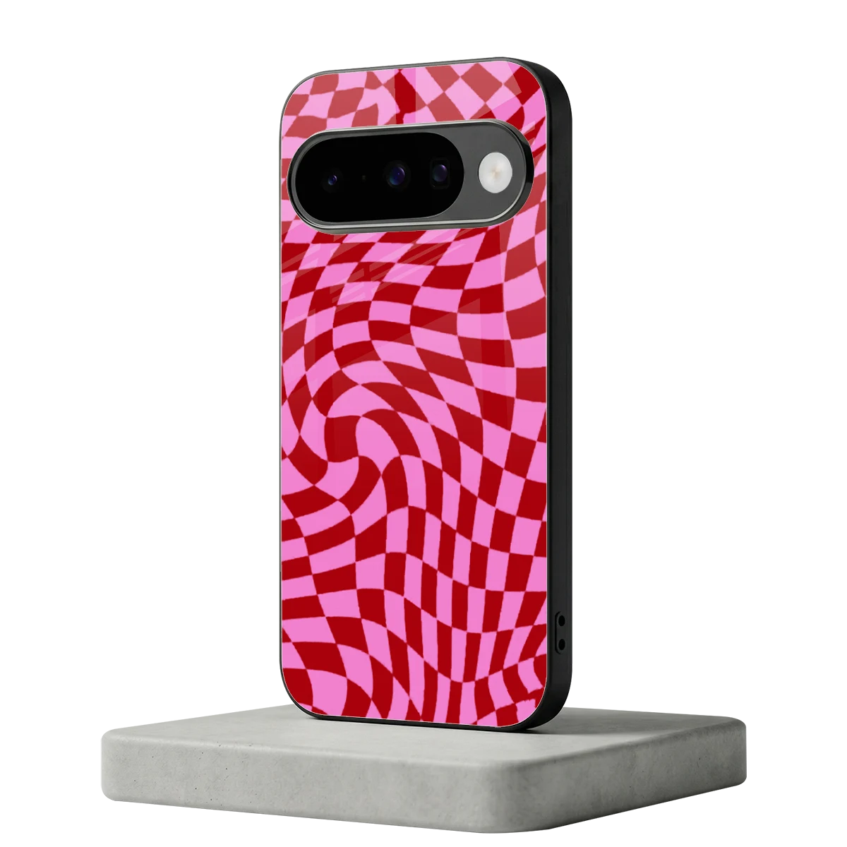 Trippy Pink Checkers google pixel 10 mobile cover | shockproof glass phone case