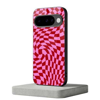 Trippy Pink Checkers google pixel 10 mobile cover | shockproof glass phone case