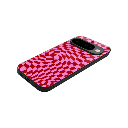Trippy Pink Checkers stylish phone case for google pixel 10 | glossy glass and slim fit