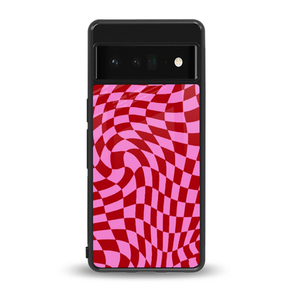 Trippy Pink Checkers back phone cover | glass case for google pixel 6 pro