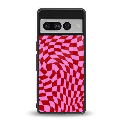 Trippy Pink Checkers back phone cover | glass case for google pixel 7 pro
