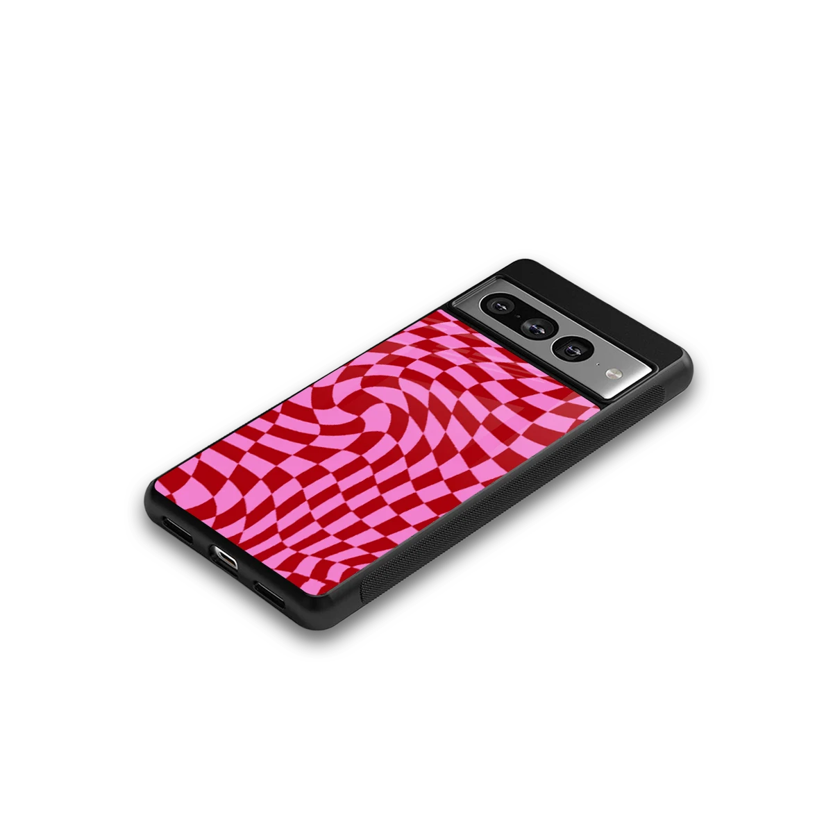 Trippy Pink Checkers google pixel 7 pro mobile cover | shockproof glass phone case
