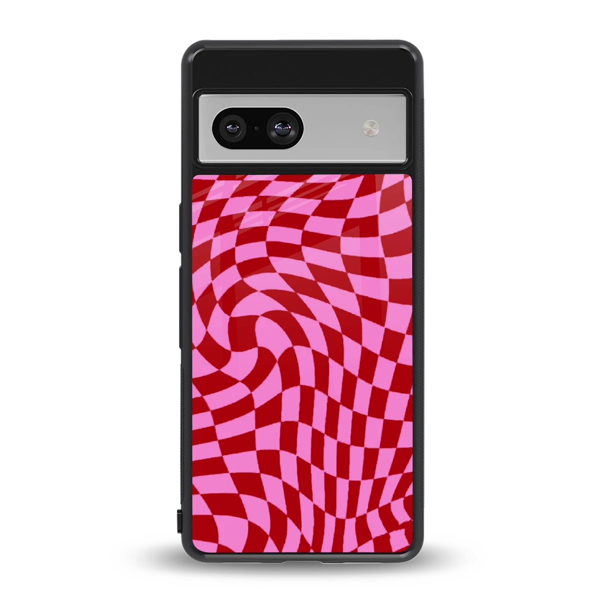 Trippy Pink Checkers back phone cover | glass case for google pixel 7a