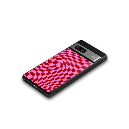 Trippy Pink Checkers google pixel 7 mobile cover | shockproof glass phone case
