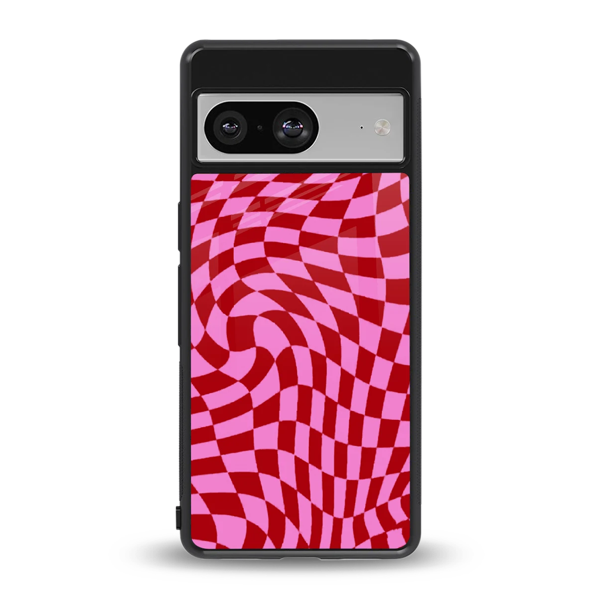 Trippy Pink Checkers back phone cover | glass case for google pixel 8