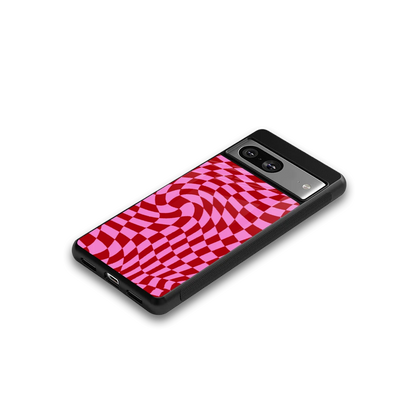 Trippy Pink Checkers google pixel 8 mobile cover | shockproof glass phone case