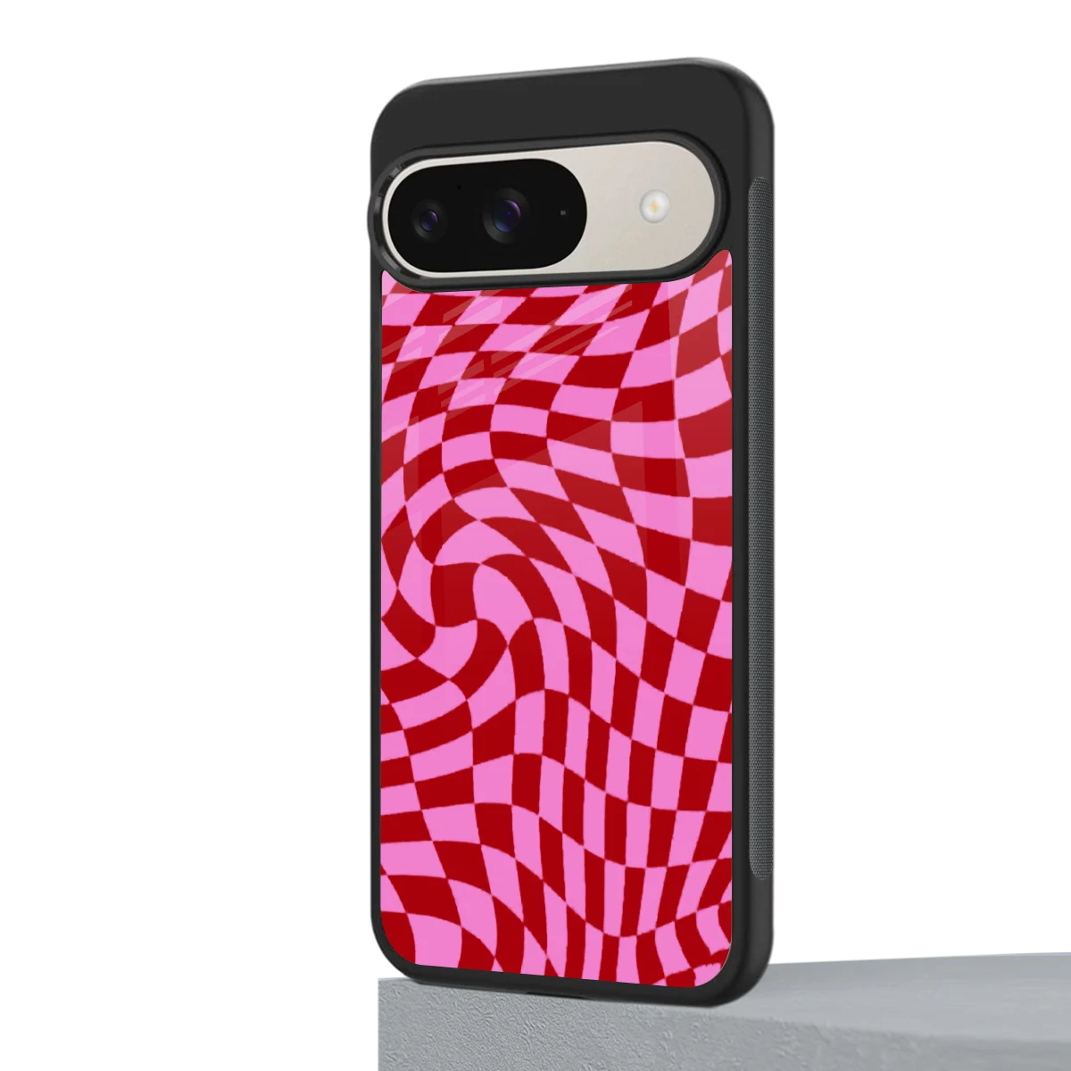 Trippy Pink Checkers google pixel 9 mobile cover | shockproof glass phone case
