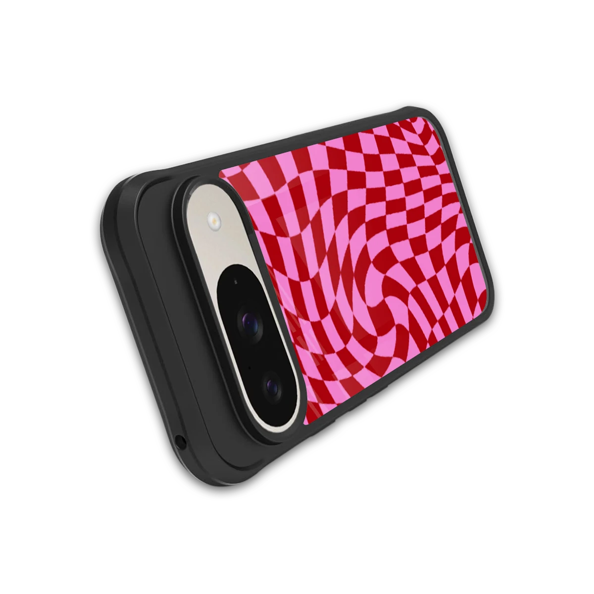 Trippy Pink Checkers stylish phone case for google pixel 9 | glossy glass and slim fit