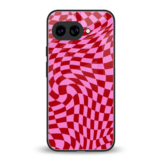 Trippy Pink Checkers back phone cover | glass case for google pixel 9a