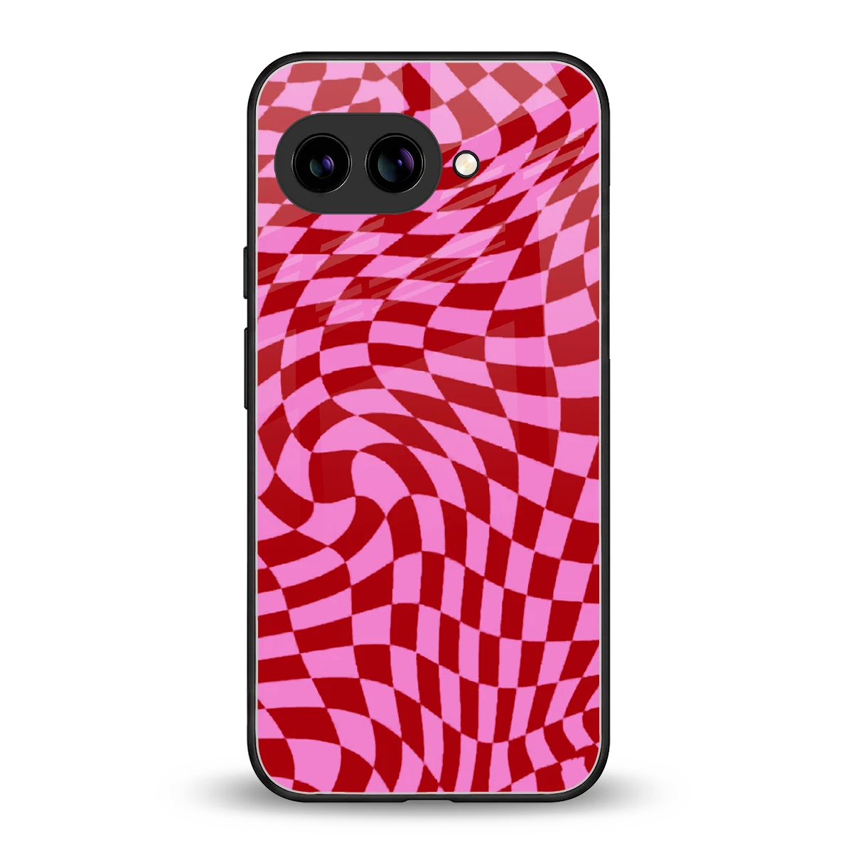 Trippy Pink Checkers back phone cover | glass case for google pixel 10a