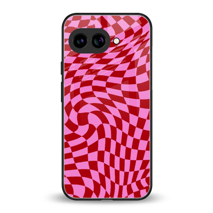 Trippy Pink Checkers back phone cover | glass case for google pixel 10a