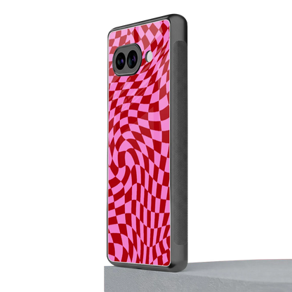 Trippy Pink Checkers google pixel 10a mobile cover | shockproof glass phone case