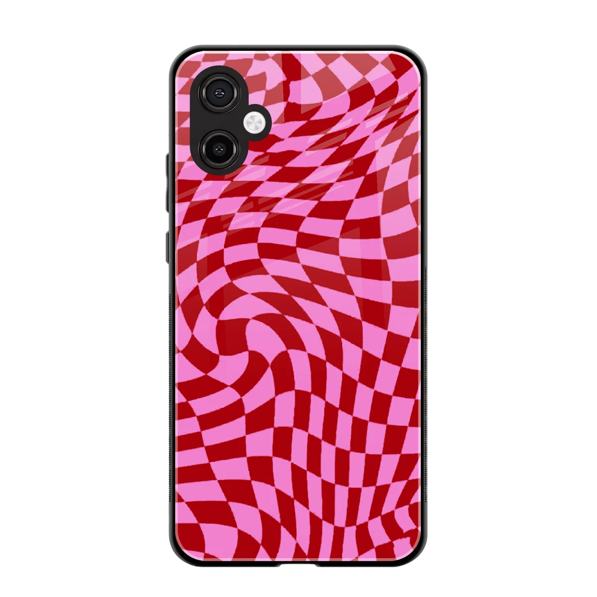 Trippy Pink Checkers back phone cover | glass case for samsung galaxy a06 5g