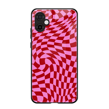 Trippy Pink Checkers back phone cover | glass case for samsung galaxy a06 5g