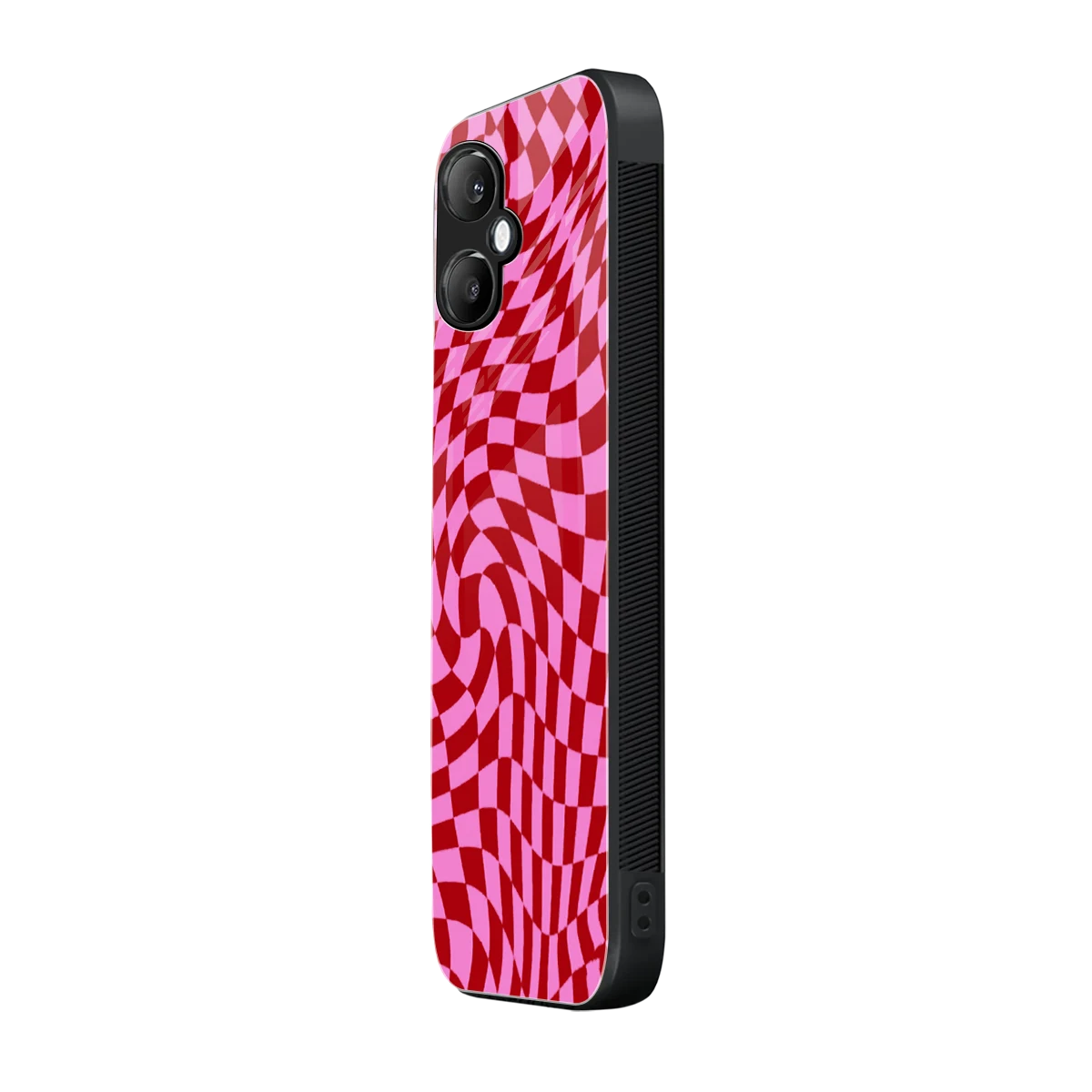 Trippy Pink Checkers samsung galaxy a06 5g mobile cover | shockproof glass phone case