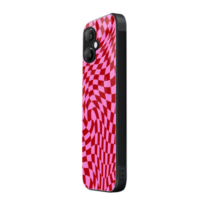 Trippy Pink Checkers samsung galaxy a06 5g mobile cover | shockproof glass phone case