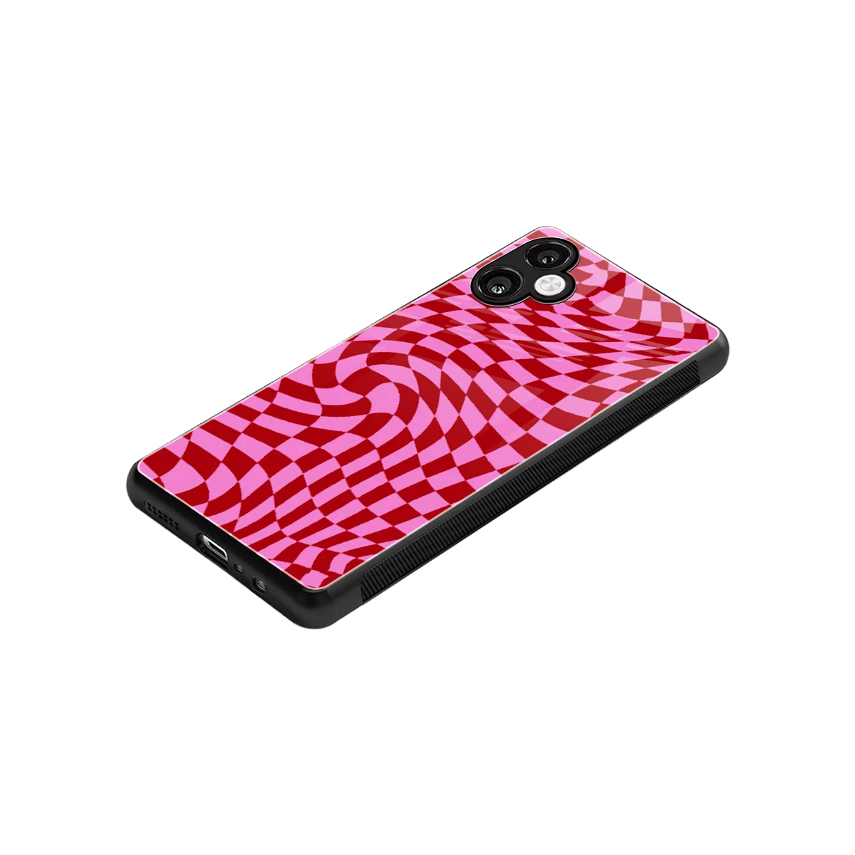 Trippy Pink Checkers stylish phone case for samsung galaxy a06 5g | glossy glass and slim fit