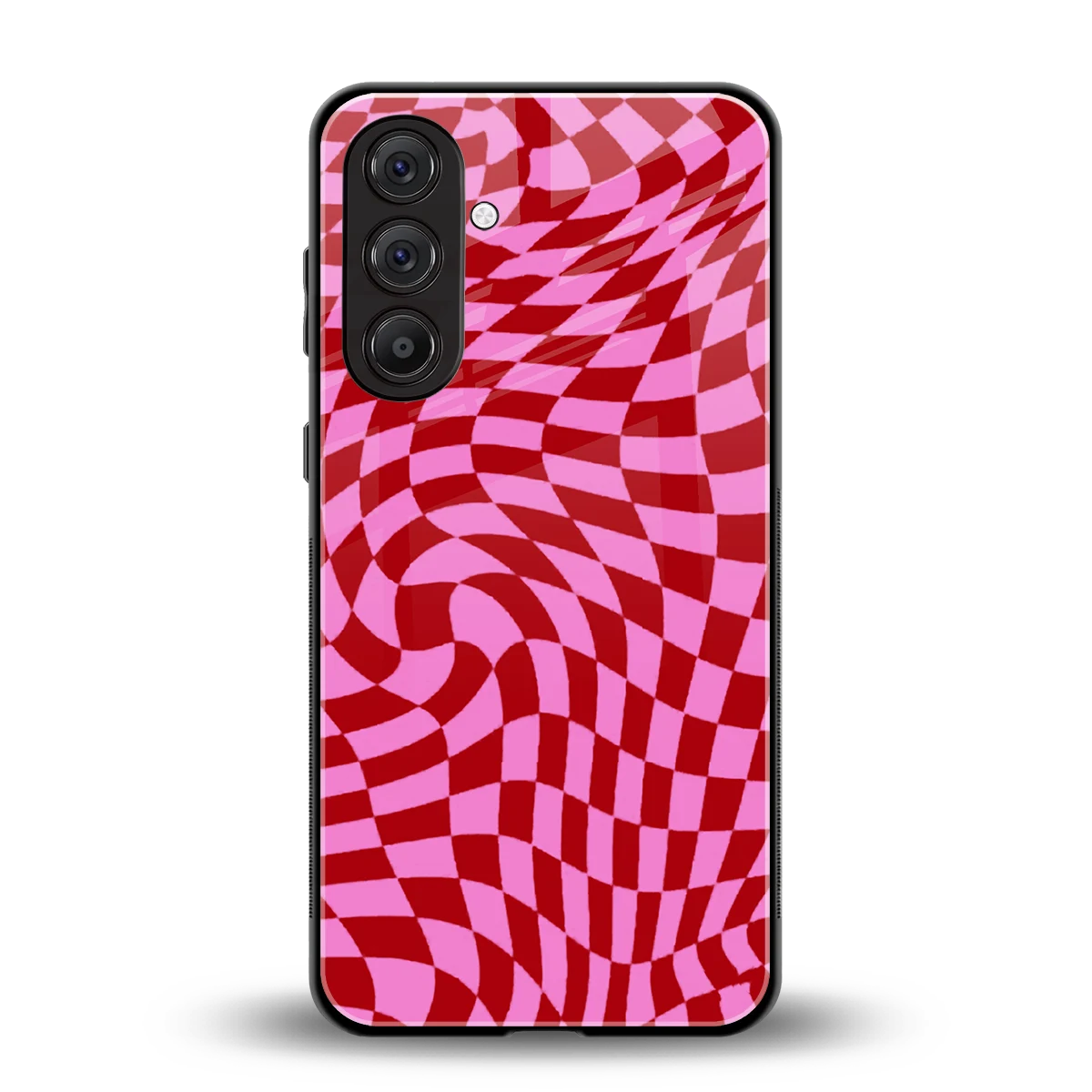 Trippy Pink Checkers back phone cover | glass case for samsung galaxy a37 5g