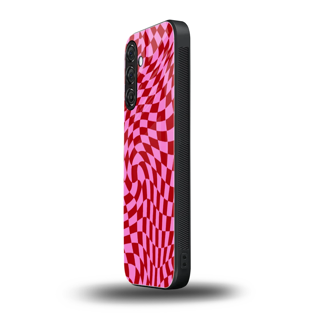 Trippy Pink Checkers samsung galaxy a37 5g mobile cover | shockproof glass phone case