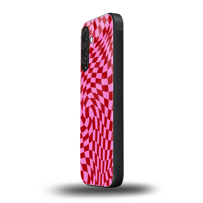 Trippy Pink Checkers samsung galaxy a37 5g mobile cover | shockproof glass phone case