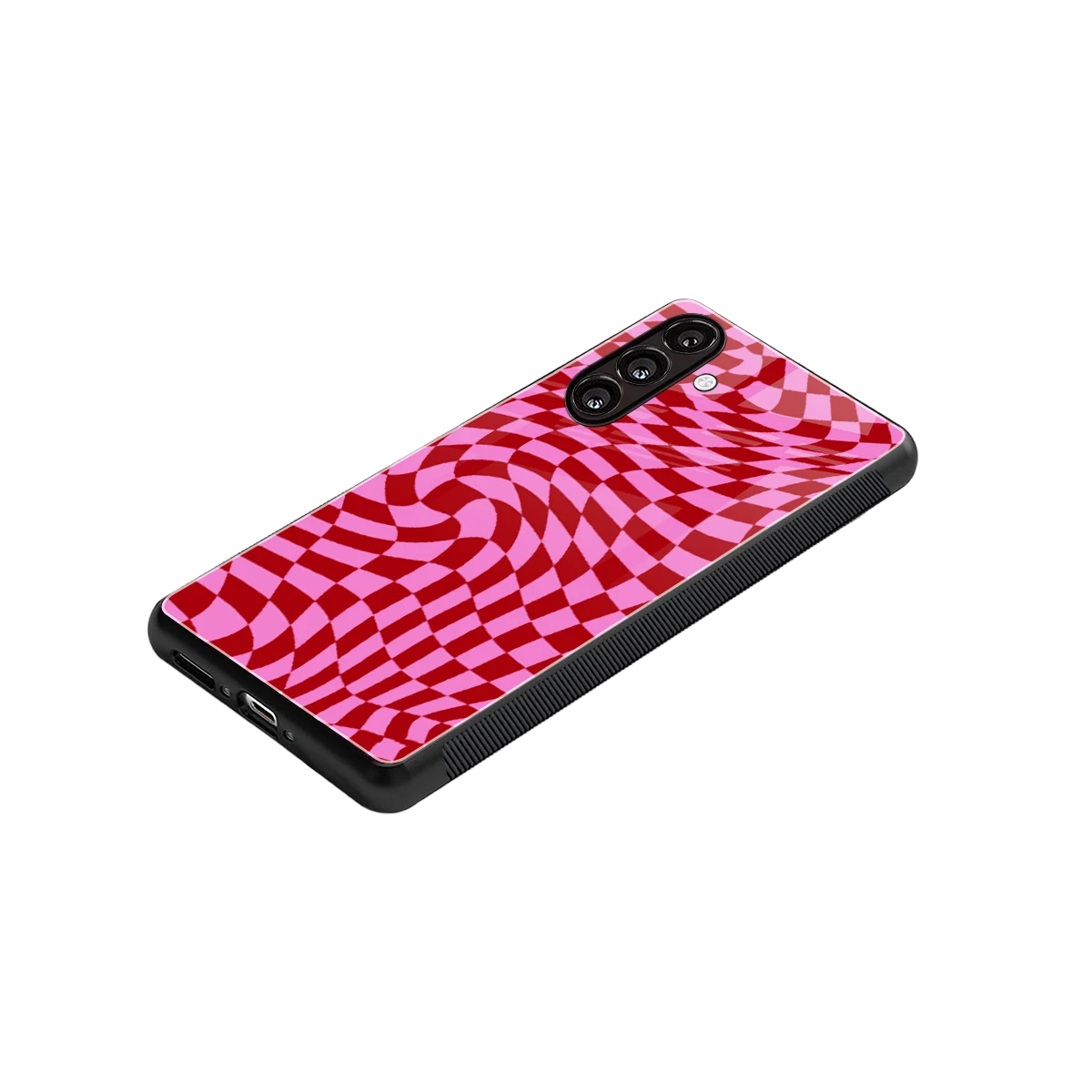 Trippy Pink Checkers stylish phone case for samsung galaxy a37 5g | glossy glass and slim fit