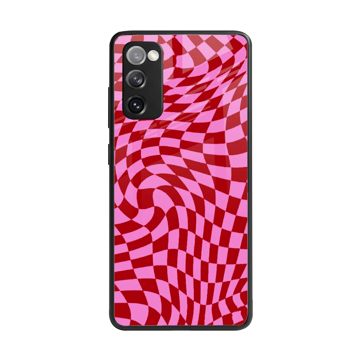 Trippy Pink Checkers back phone cover | glass case for samsung galaxy s20 fe