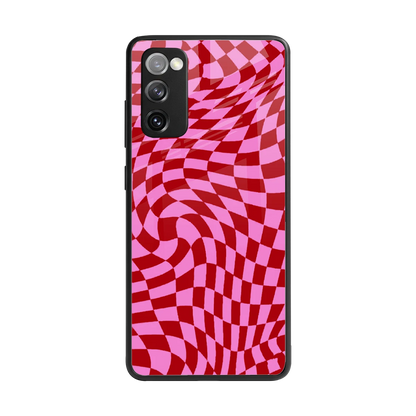 Trippy Pink Checkers back phone cover | glass case for samsung galaxy s20 fe