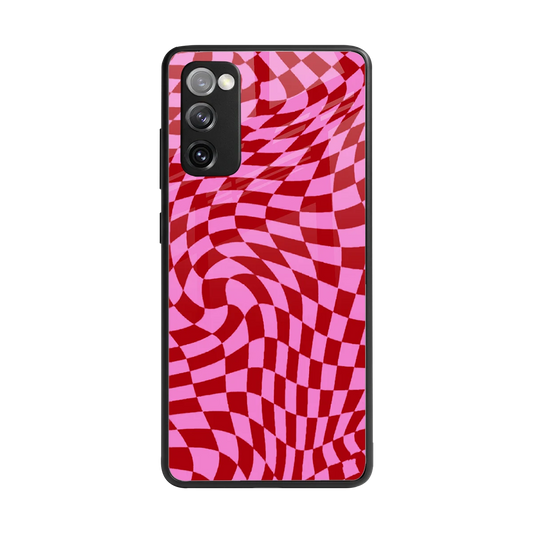 Trippy Pink Checkers back phone cover | glass case for samsung galaxy s20 fe