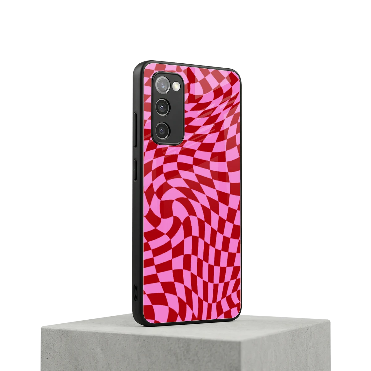 Trippy Pink Checkers samsung galaxy s20 fe mobile cover | shockproof glass phone case