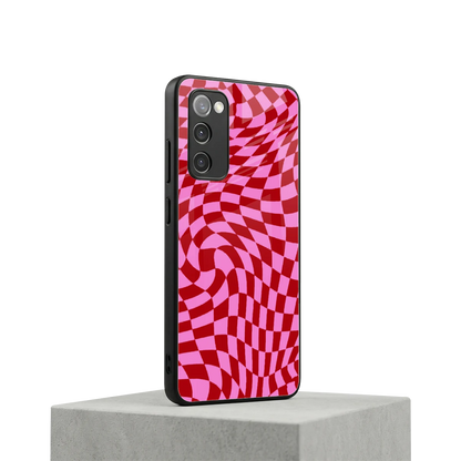 Trippy Pink Checkers samsung galaxy s20 fe mobile cover | shockproof glass phone case