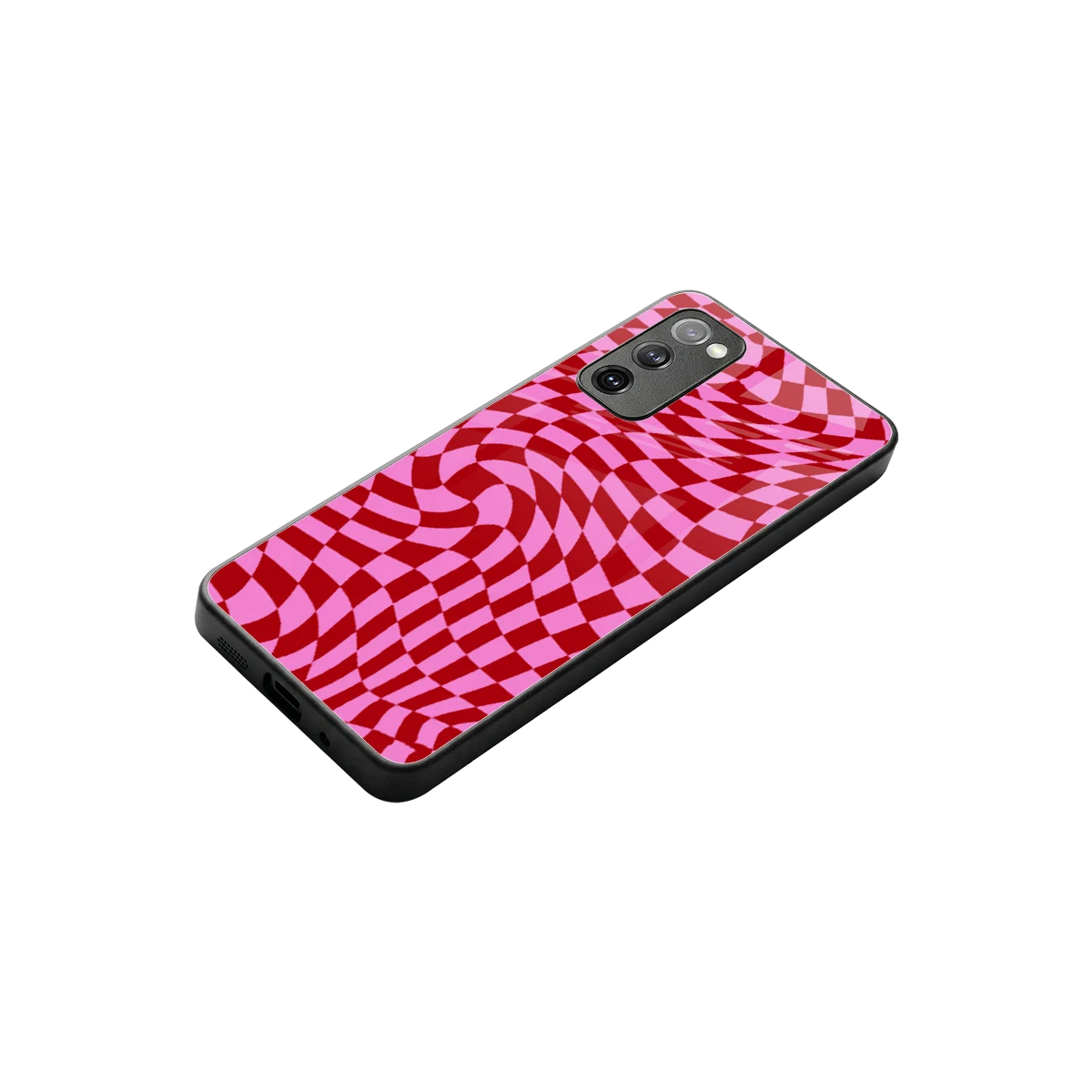 Trippy Pink Checkers stylish phone case for samsung galaxy s20 fe | glossy glass and slim fit