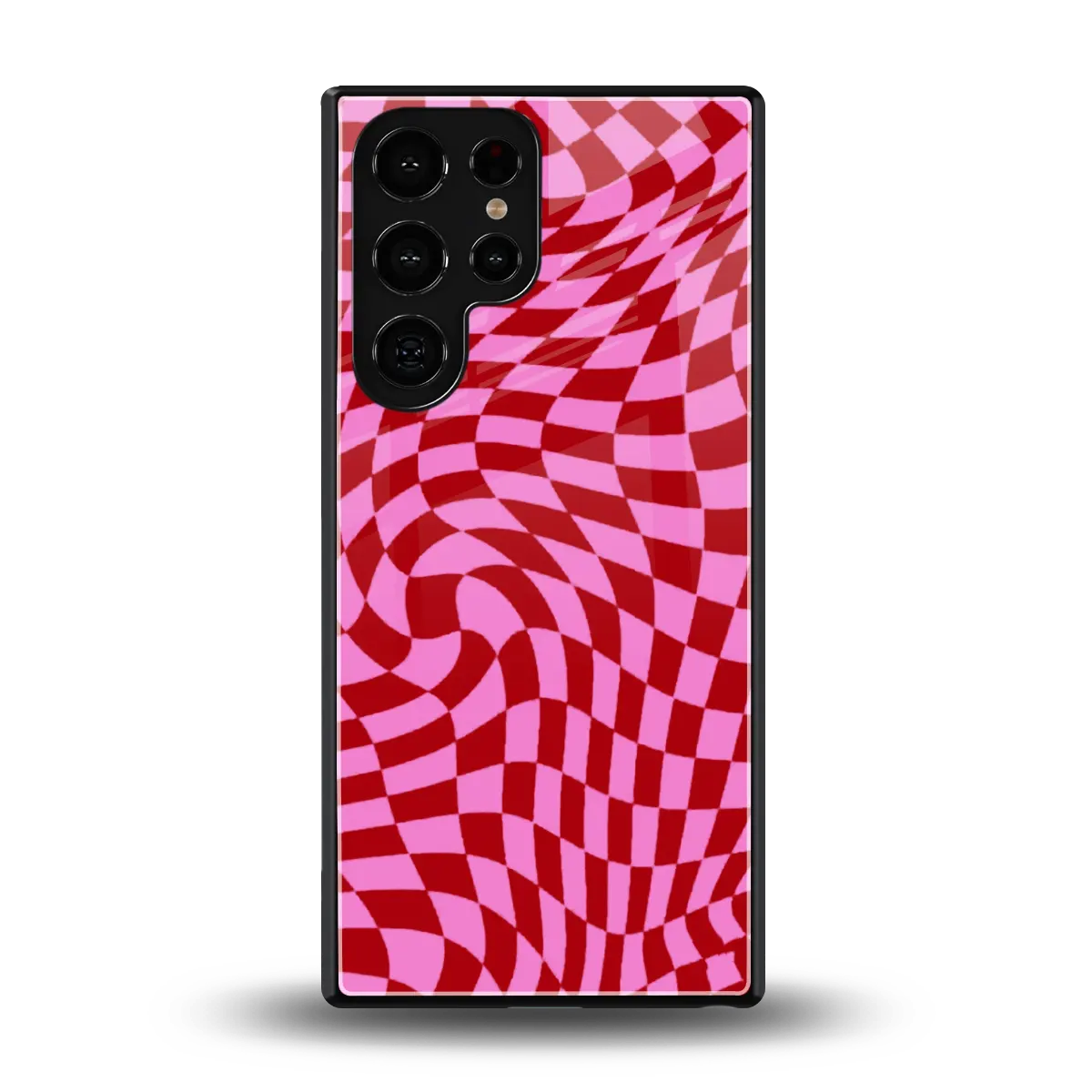 Trippy Pink Checkers back phone cover | glass case for samsung galaxy s25 ultra
