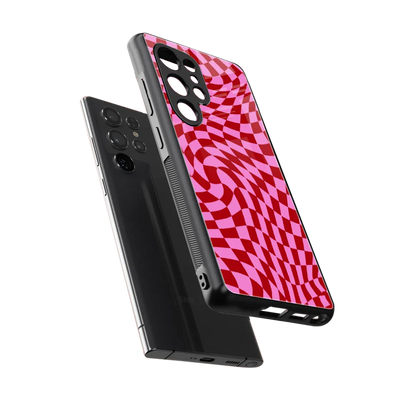 Trippy Pink Checkers sleek samsung galaxy s26 ultra cover with tempered glass back and TPU edges