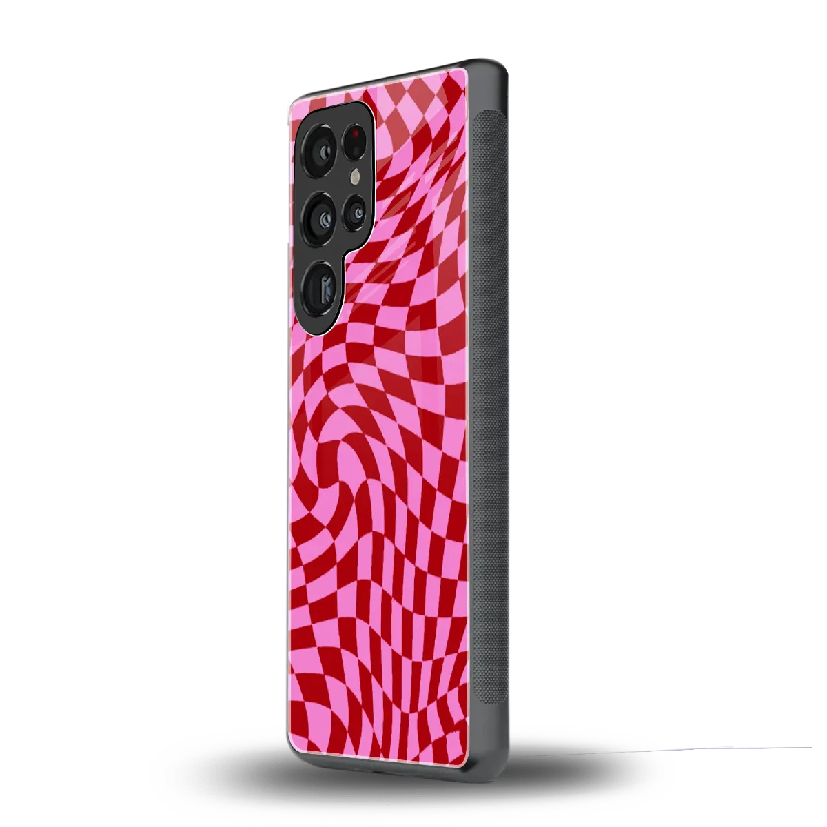 Trippy Pink Checkers samsung galaxy s25 ultra mobile cover | shockproof glass phone case
