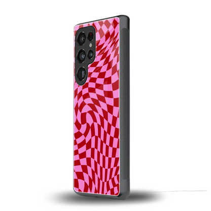 Trippy Pink Checkers samsung galaxy s26 ultra mobile cover | shockproof glass phone case