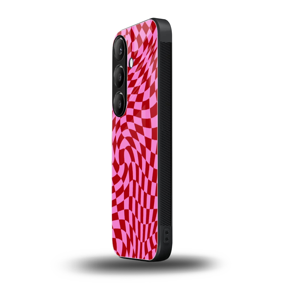 Trippy Pink Checkers samsung galaxy s24 fe mobile cover | shockproof glass phone case