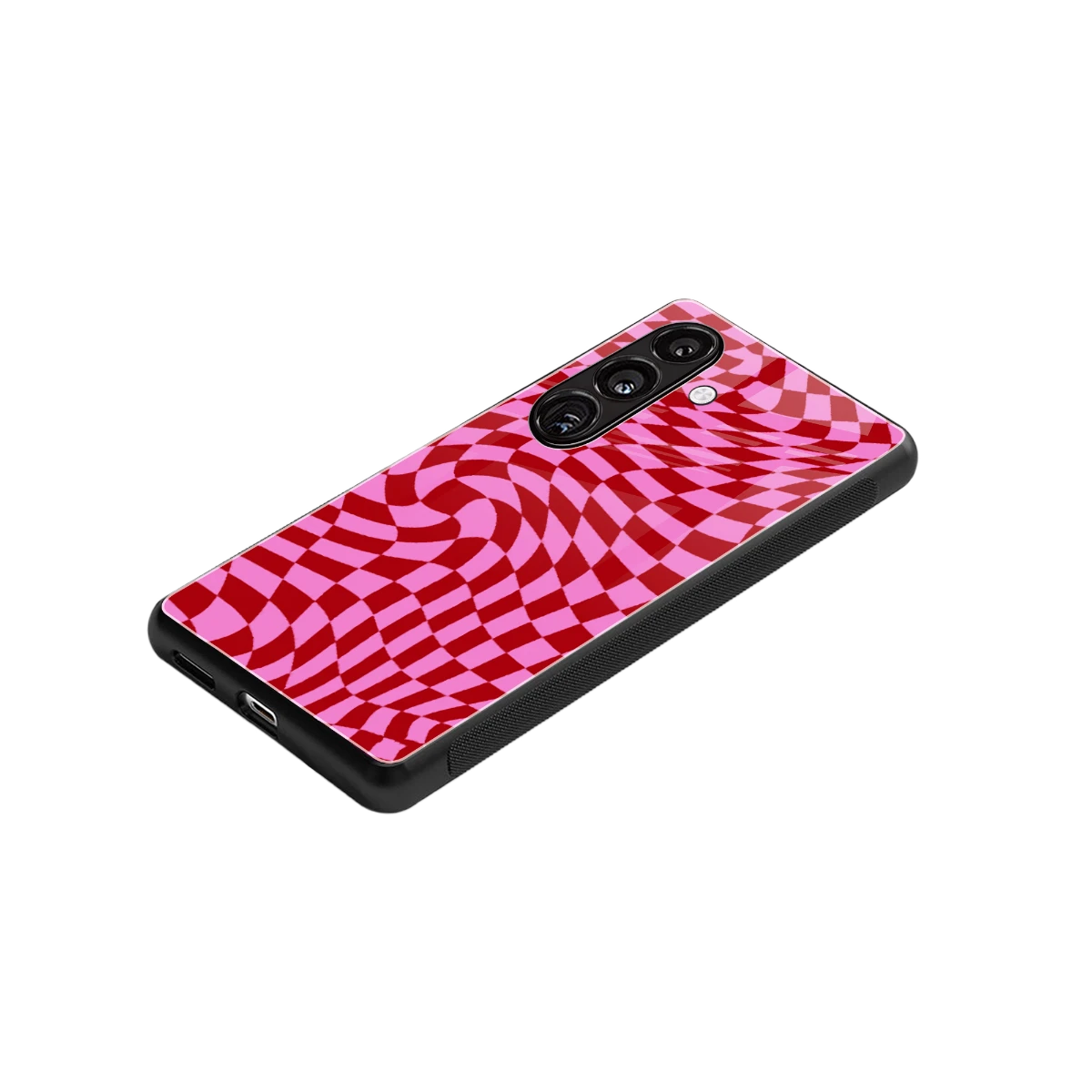 Trippy Pink Checkers stylish phone case for samsung galaxy s26 | glossy glass and slim fit