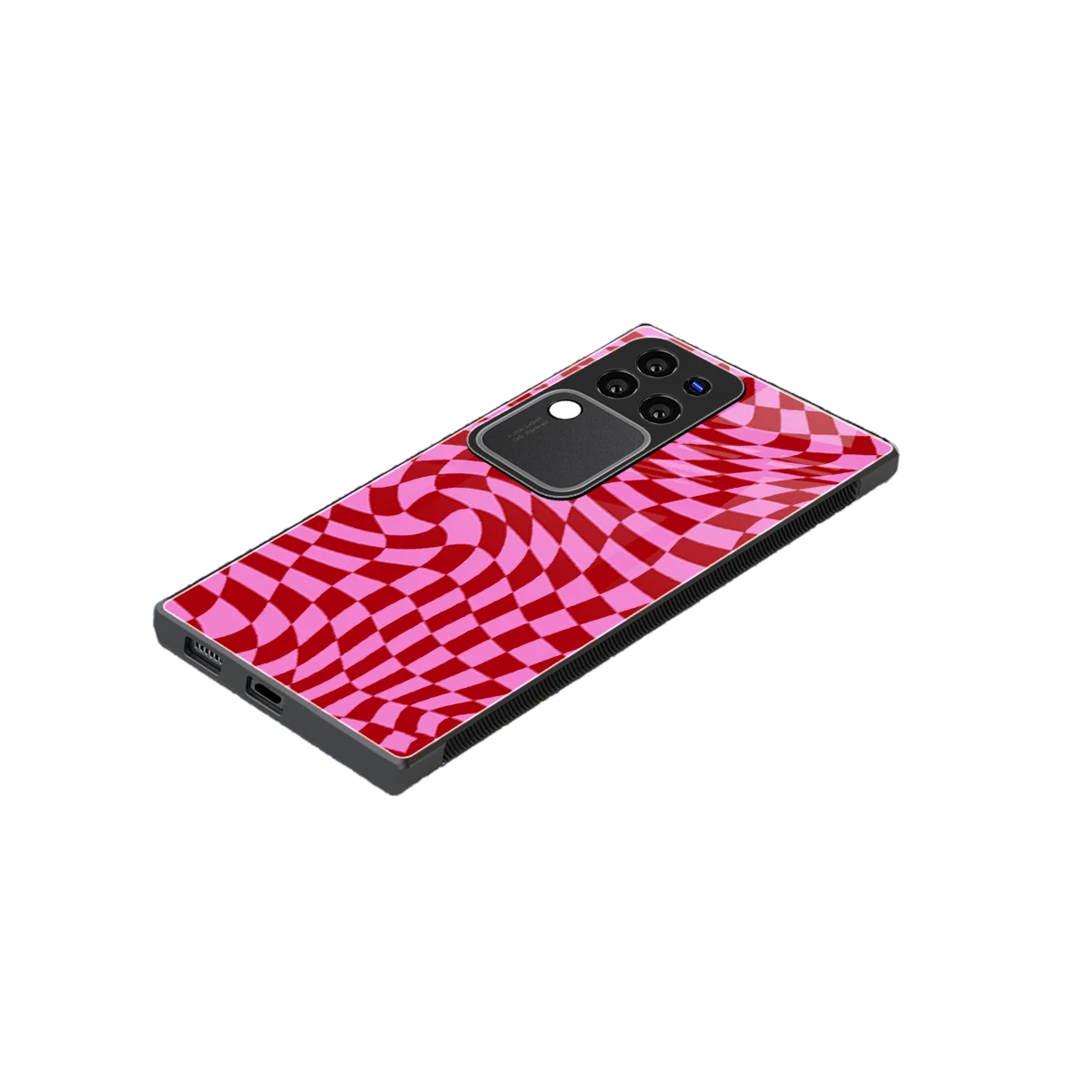Trippy Pink Checkers stylish phone case forvivo v30 pro | glossy glass and slim fit