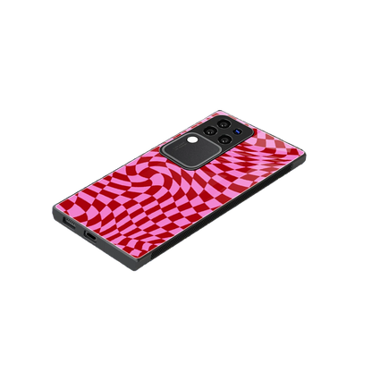 Trippy Pink Checkers stylish phone case forvivo v30 pro | glossy glass and slim fit