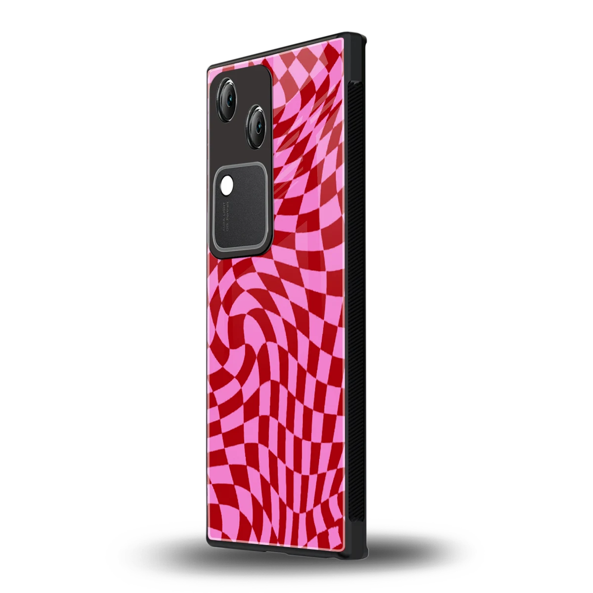 Trippy Pink Checkers vivo v30 mobile cover | shockproof glass phone case