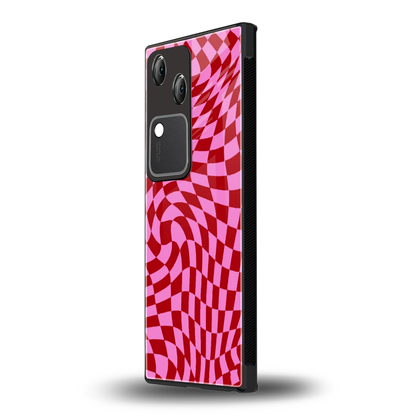 Trippy Pink Checkers vivo v30 mobile cover | shockproof glass phone case