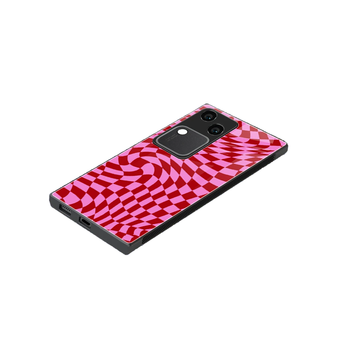 Trippy Pink Checkers stylish phone case for vivo v30 | glossy glass and slim fit