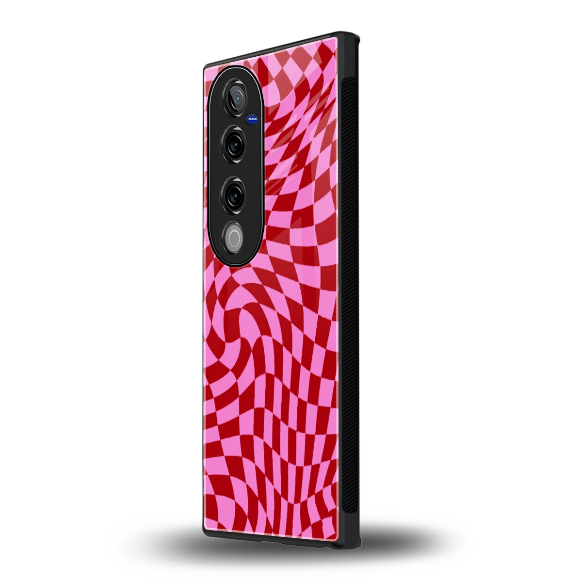 Trippy Pink Checkers vivo v40 pro mobile cover | shockproof glass phone case