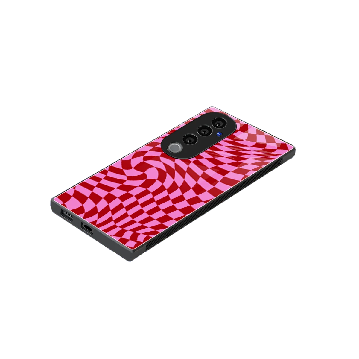 Trippy Pink Checkers stylish phone case for vivo v40 pro | glossy glass and slim fit