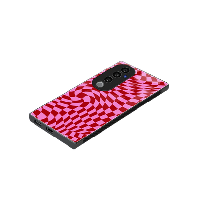 Trippy Pink Checkers stylish phone case for vivo v40 pro | glossy glass and slim fit