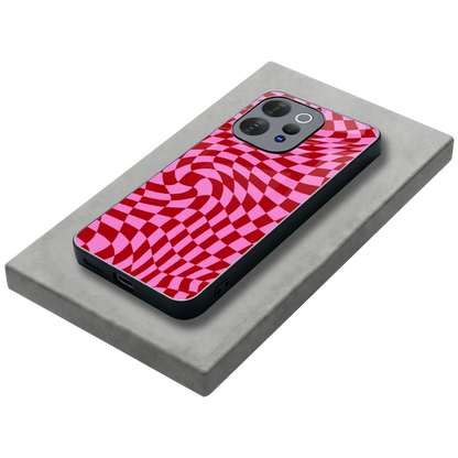 Trippy Pink Checkers stylish phone case for vivo v70 elite | glossy glass and slim fit
