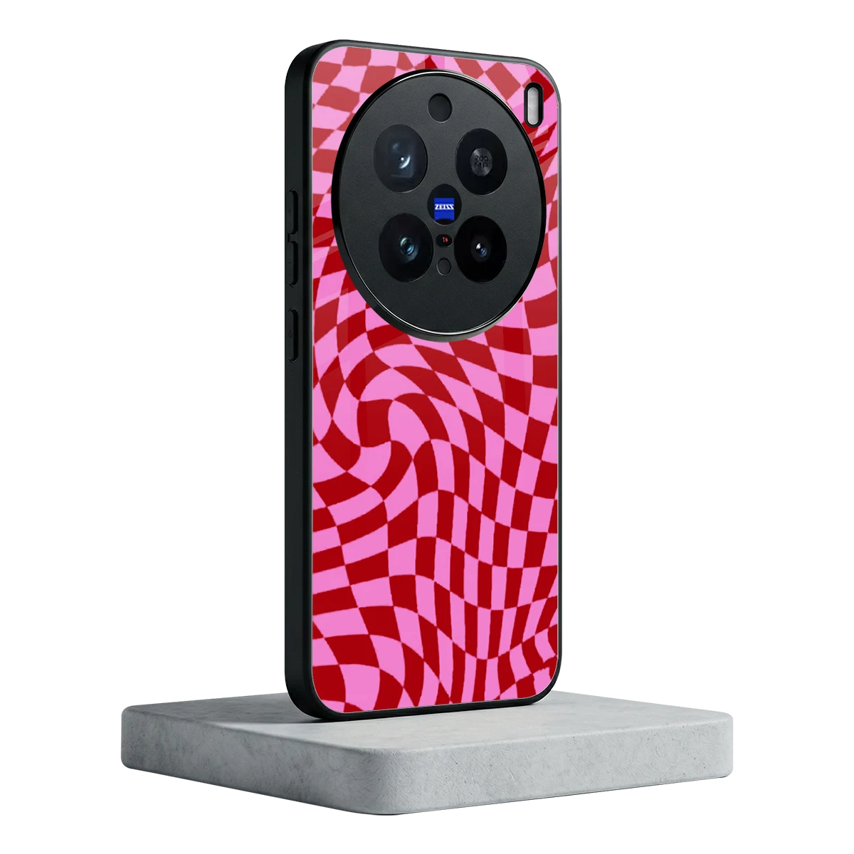 Trippy Pink Checkers vivo x200 pro mobile cover | shockproof glass phone case
