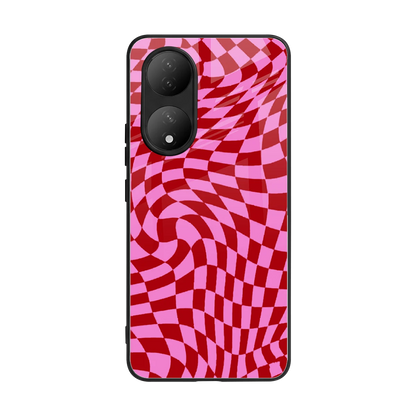 Trippy Pink Checkers back phone cover | glass case for Vivo-y100