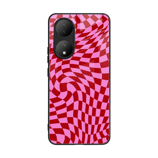 Trippy Pink Checkers back phone cover | glass case for Vivo-y100